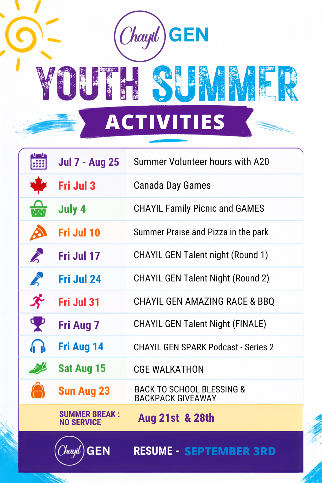 A4 Chayil Gen Youth Summer Activities 2026